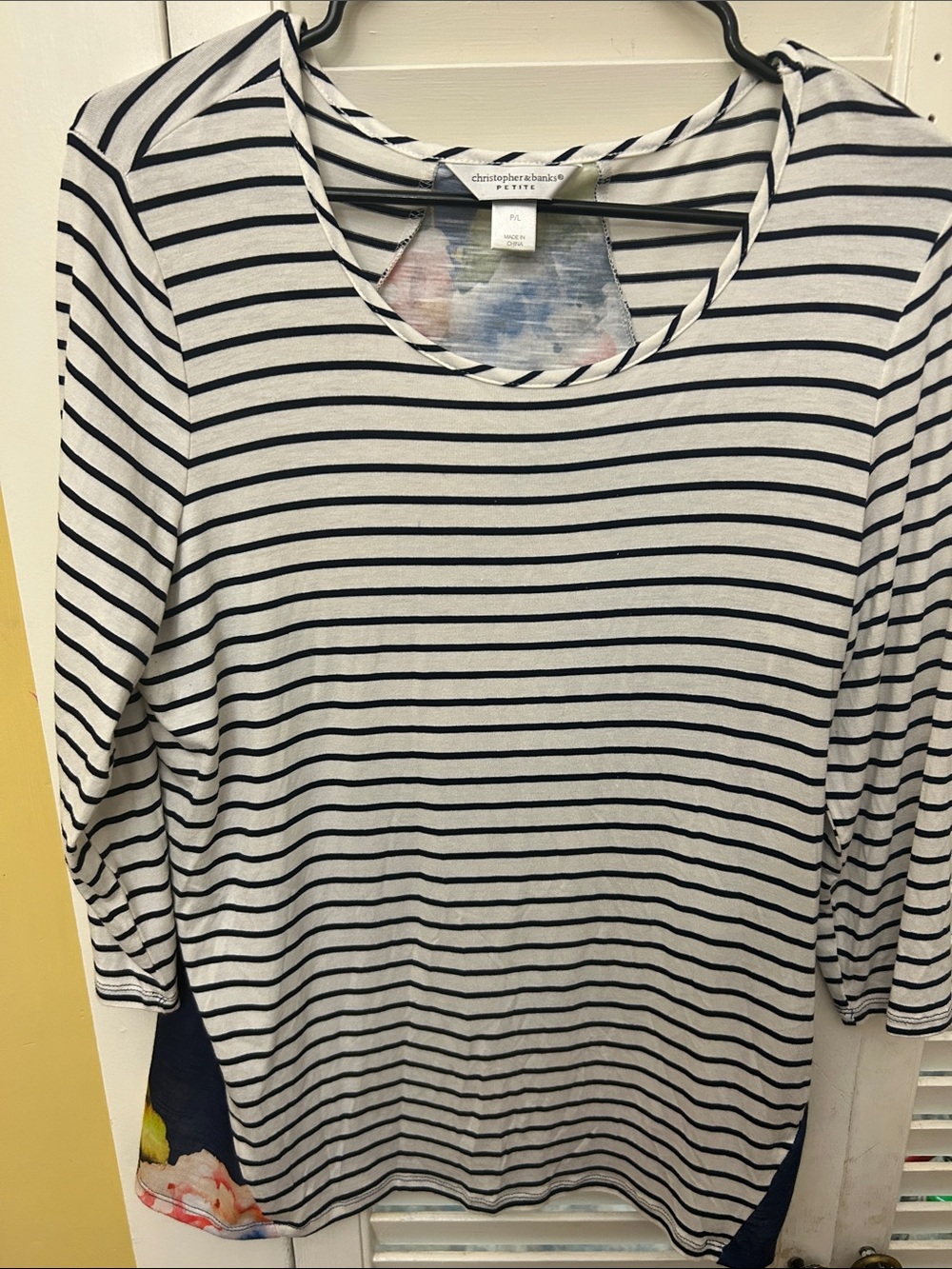 Christopher & Banks Black and White Striped Long Sleeve Tee